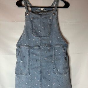 Cat & Jack Light Blue Denim Floral Overall  Dress